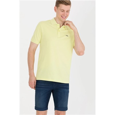 Erkek Açık Sarı Basic Polo Yaka Tişört