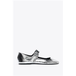 METALLIC LEATHER-EFFECT BALLERINAS