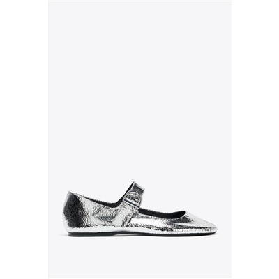 METALLIC LEATHER-EFFECT BALLERINAS