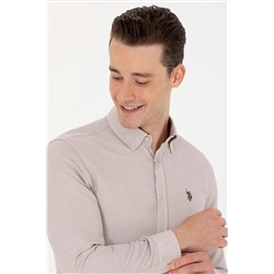 Erkek Kum Uzun Kollu Gömlek