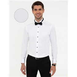 Beyaz Slim Fit Smokin Gömlek