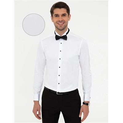 Beyaz Slim Fit Smokin Gömlek