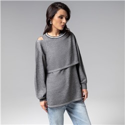 Лонгслив многослойный, Преданная стилю (grey, 2 в 1)
