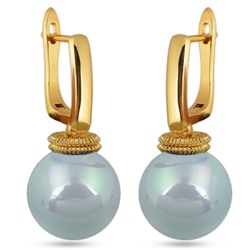 Серьги (Майорка 14мм голубая; покрытие золото), Есть комплект