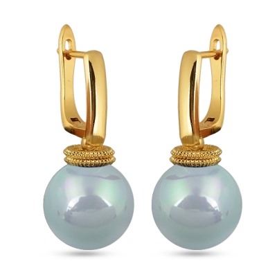 Серьги (Майорка 14мм голубая; покрытие золото), Есть комплект