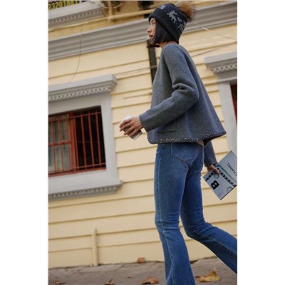 кардиган из чистого кашемира с отделкой бисером miu люкс