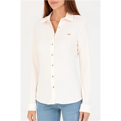 Kadın Krem Örme Gömlek