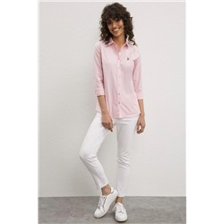 Kadın Pembe Uzun Kollu Basic Gömlek