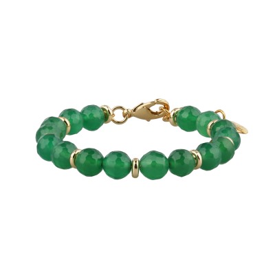 Браслет Селена (агат зеленый; покрытие золото) 17-22см, Есть комплект