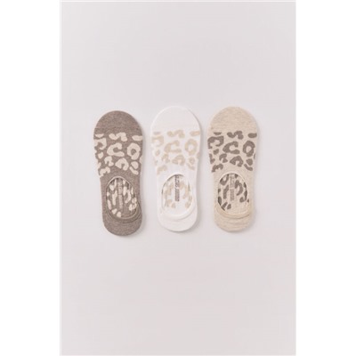 Pack 3 calcetines slip on leopardo