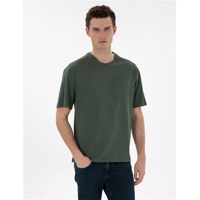Koyu Yeşil Comfort Fit Basic Tişört