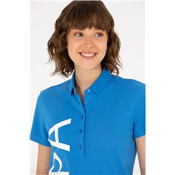 Kadın Saks Polo Yaka Tişört