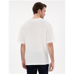 Ekru Comfort Fit Basic Tişört