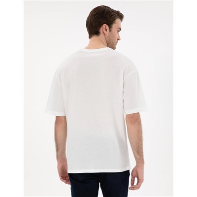 Ekru Comfort Fit Basic Tişört