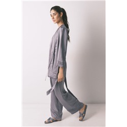 Set de pijama satén y encaje gris