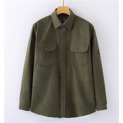 Мужская однотонная вельветовая рубашка