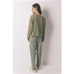 Pijama largo 100% algodón Smiley kaki
