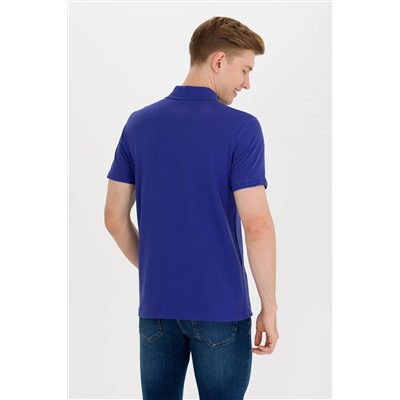 Erkek Mavi Basic Polo Yaka Tişört