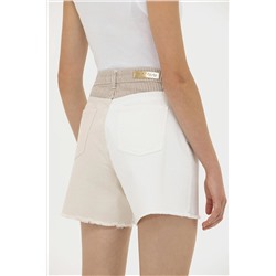 Kadın Krem Jean Şort