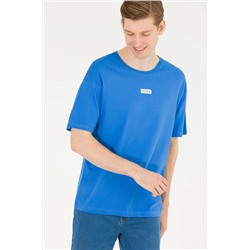 Erkek Saks Comfort Bisiklet Yaka Tişört