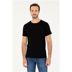 Erkek Regular Fit Bisiklet Yaka Siyah Basic Tişört