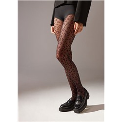 Transparente Strumpfhose 30 Denier mit rosafarbenem Animalmuster