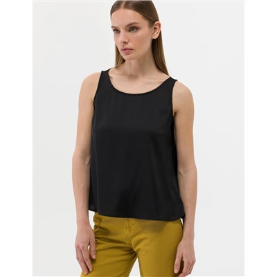 Siyah Regular Fit Kolsuz Bluz