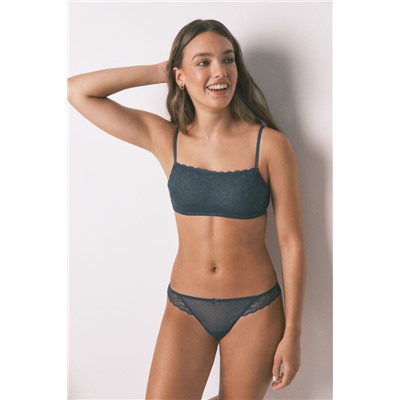 Tanga encaje cintura verde