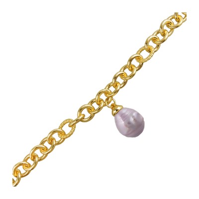 Браслет 18-23см (Майорка 14мм светло-сиреневая; покрытие золото), Есть комплект