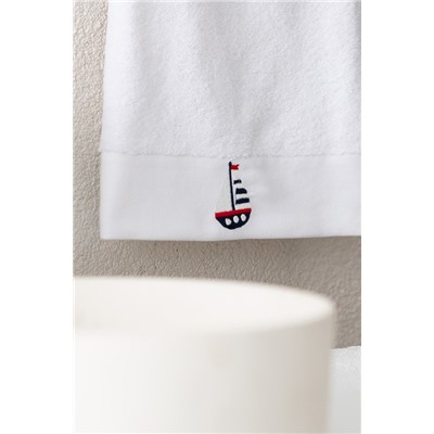 Naviguer Nakışlı %100 Pamuk Yüz Havlusu - Beyaz - 50x76 cm