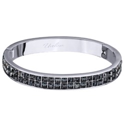 Браслет Квадро (кристаллы SW темно-серые; покрытие родий), Есть комплект