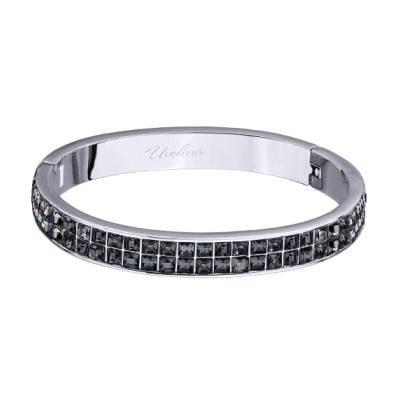 Браслет Квадро (кристаллы SW темно-серые; покрытие родий), Есть комплект