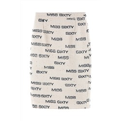 Falda recta de talle alto Beige