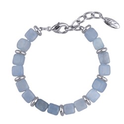 Браслет Селена (кварц аквамариновый 7-8мм; покрытие родий) 17-22см, Есть комплект