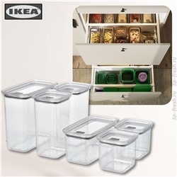 Vorratsbehälter mit Deckel, 6er-Set, transparent