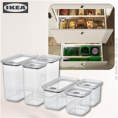 Vorratsbehälter mit Deckel, 6er-Set, transparent