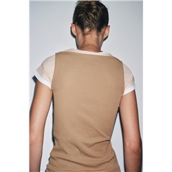 CONTRAST LAYERED T-SHIRT