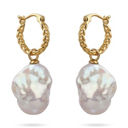 Серьги Барокко (жемчуг белый 27мм; покрытие золото), Есть комплект