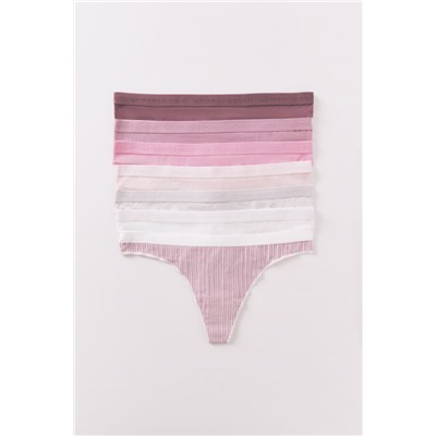 Pack 7 tangas algodón estampado rosa