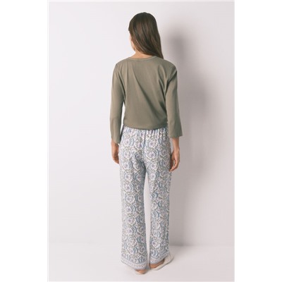 Pantalón largo viscosa print flores
