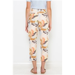 Pantalón pirata de lino Amarillo y rosa