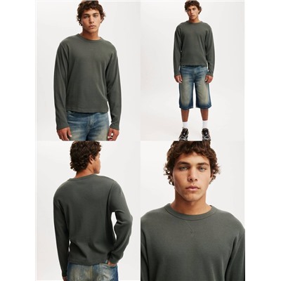 Мужской лонгслив из вафельной ткани   Cotto*n O*n  Экспорт