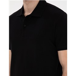 Siyah Slim Fit %100 Pamuk Polo Yaka Basic Tişört