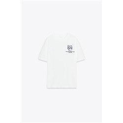 EMBROIDERED SLOGAN T-SHIRT