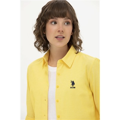 Kadın Sarı Uzun Kollu Basic Gömlek