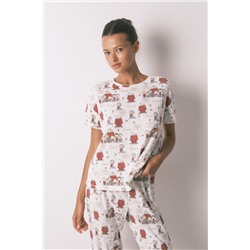 Pijama Capri canalé gris Snoopy