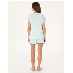 Mint Kısakollu Şort Pijama Takımı