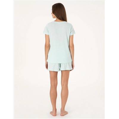 Mint Kısakollu Şort Pijama Takımı