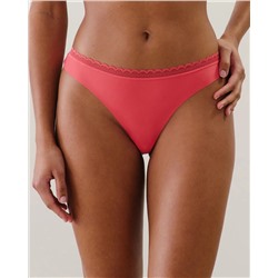 Tanga de microfibra y encaje rosa