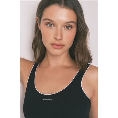 Body sin costuras canalé negro